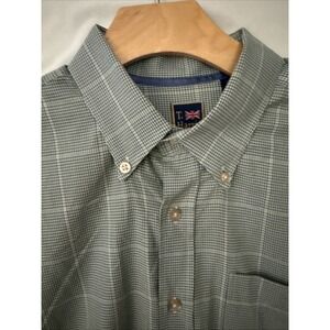 Mens Shirt Long Sleeve XXL Button Up/Down Green White Small Check